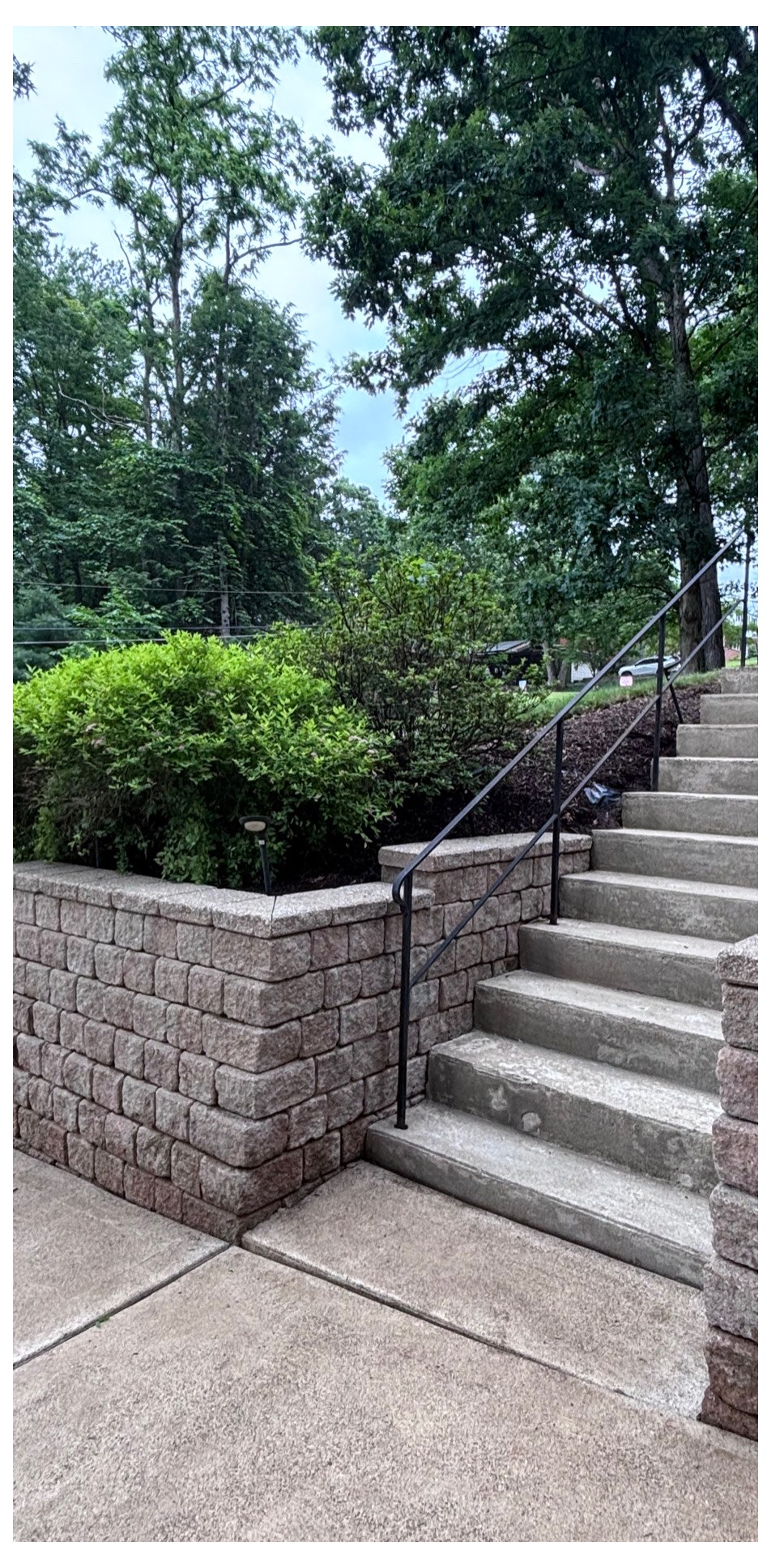 Retaining wall steps after
