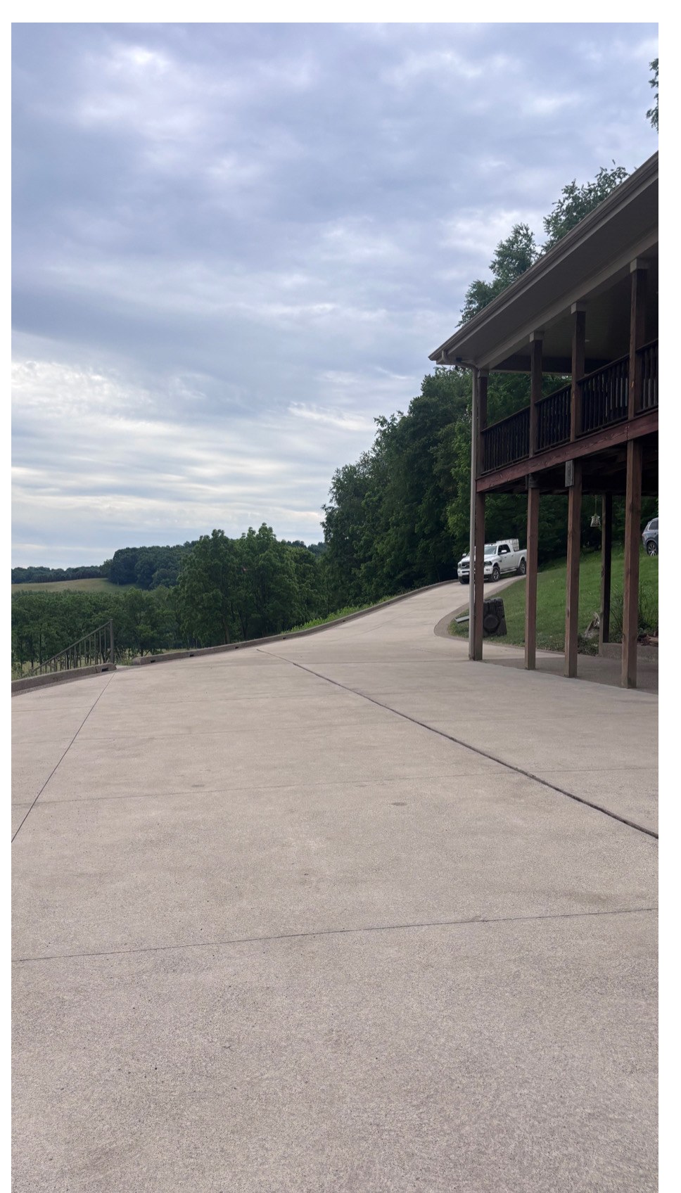 Hilltop concrete pad after