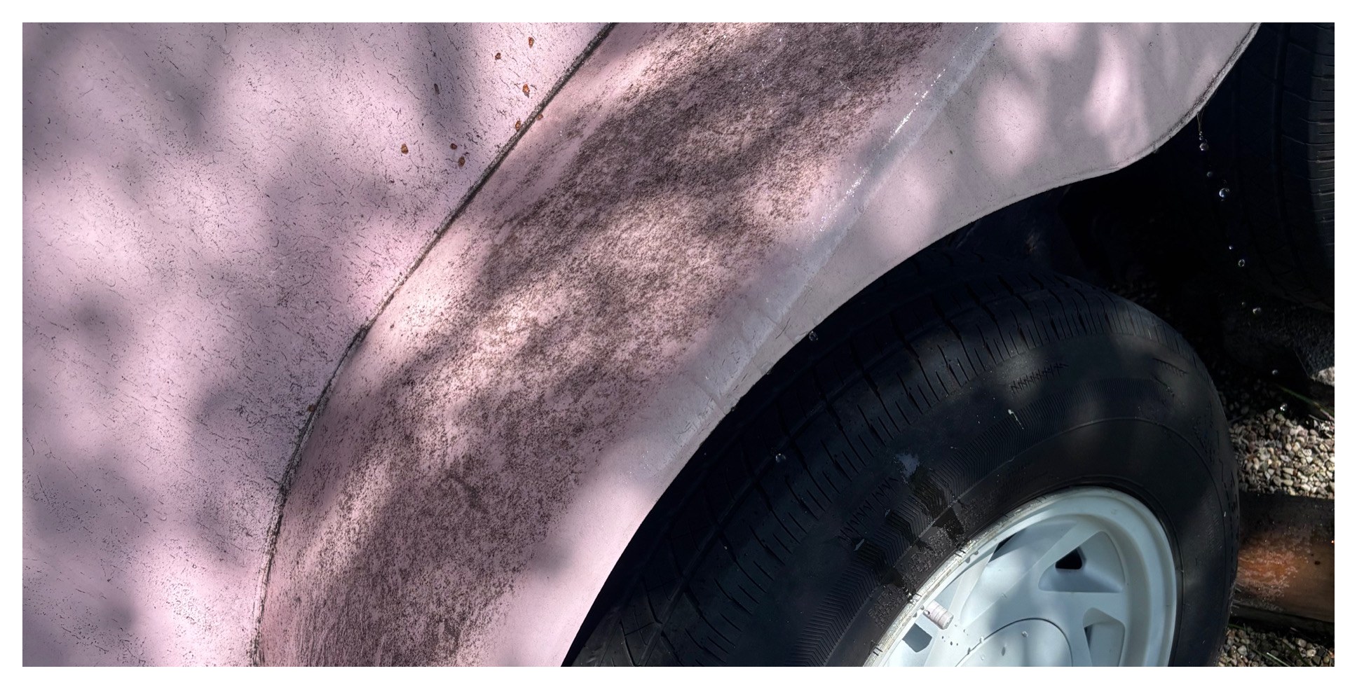 Camper fender oxidation removal before
