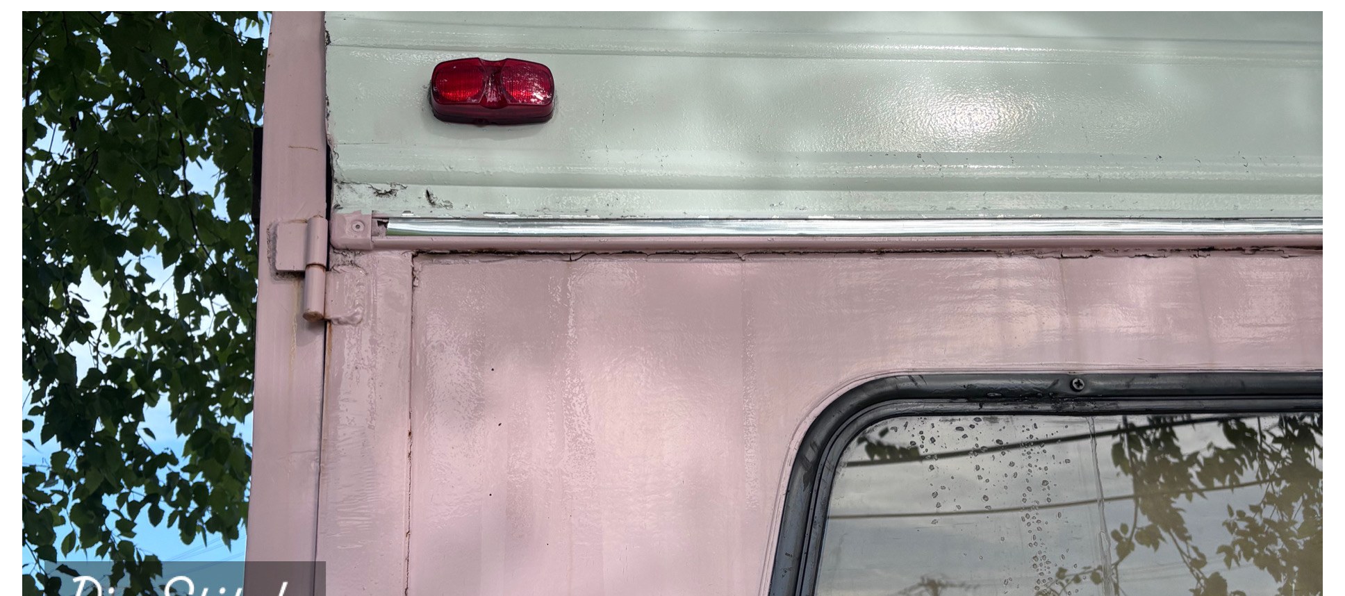 Camper roof edge cleaning after