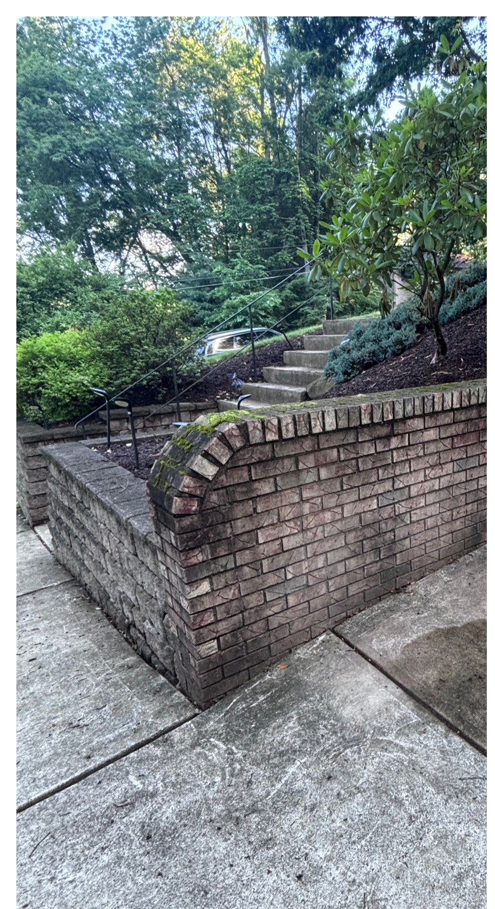 Brick planter wall before