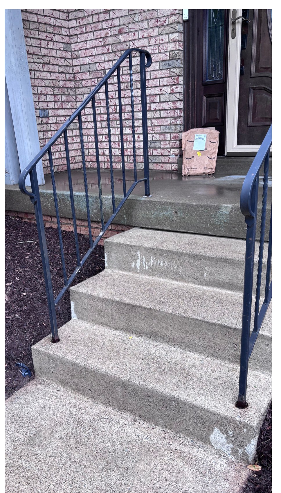 Concrete porch steps after