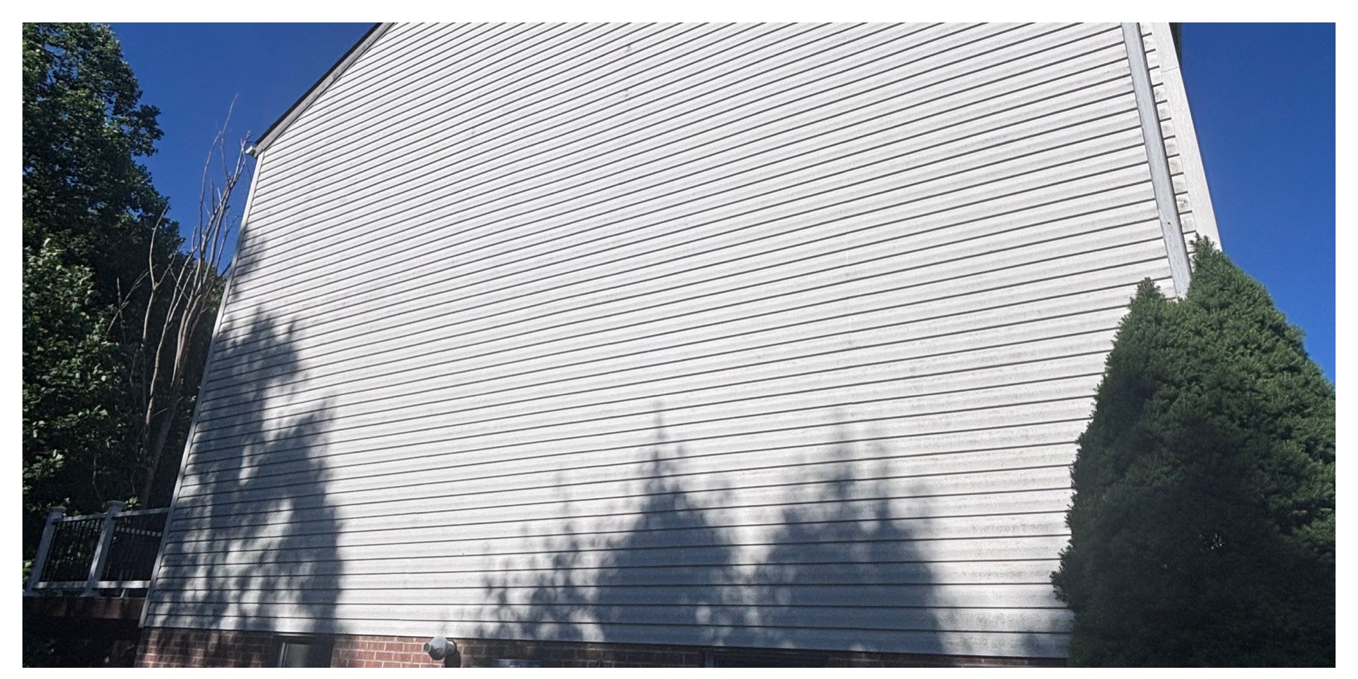 Tall siding wall soft wash before