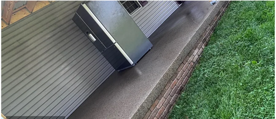 Concrete patio after chalk cleanup