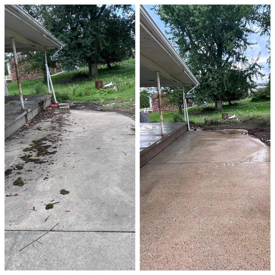 Carport concrete pad after cleaning