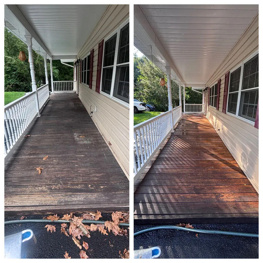 Covered porch decking after wash