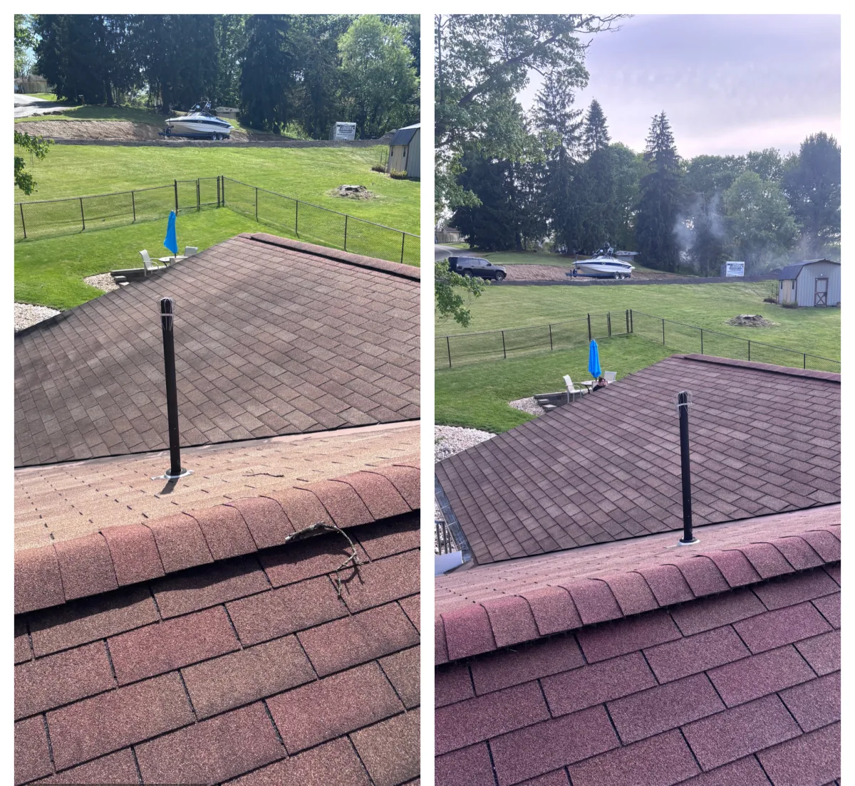 Roof before and after wide view