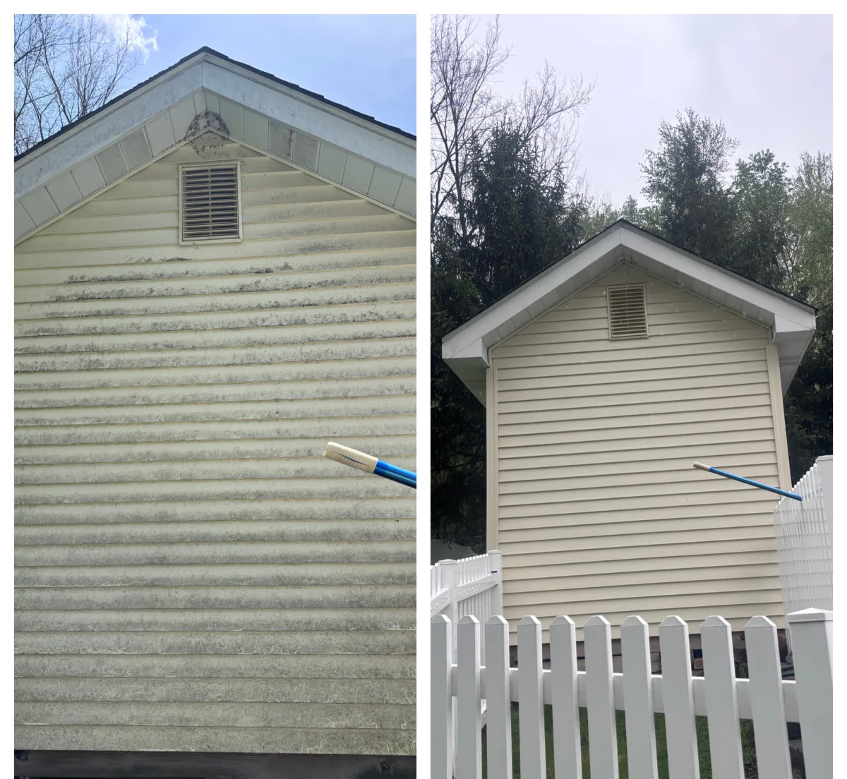 Shed siding before and after
