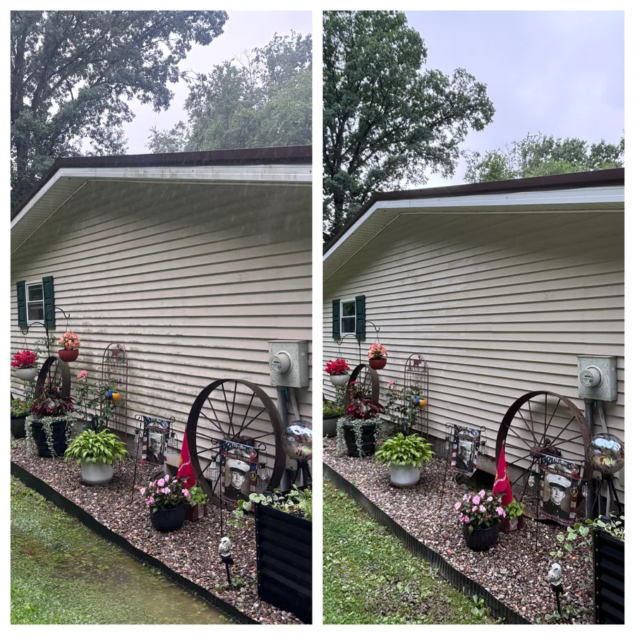 Siding and garden wall after wash